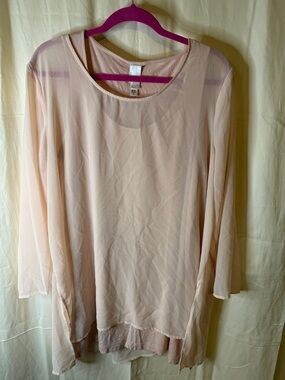 MarlaWynne Sheer Layered Tunic with matching tank—Blush